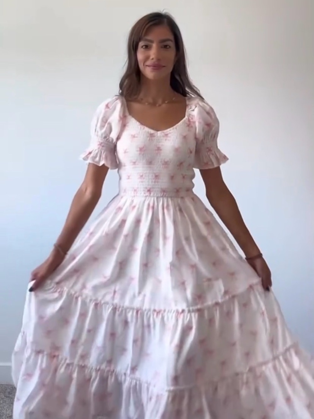 NoliaBae Pink Bow Dress with pockets NWOT Sz M